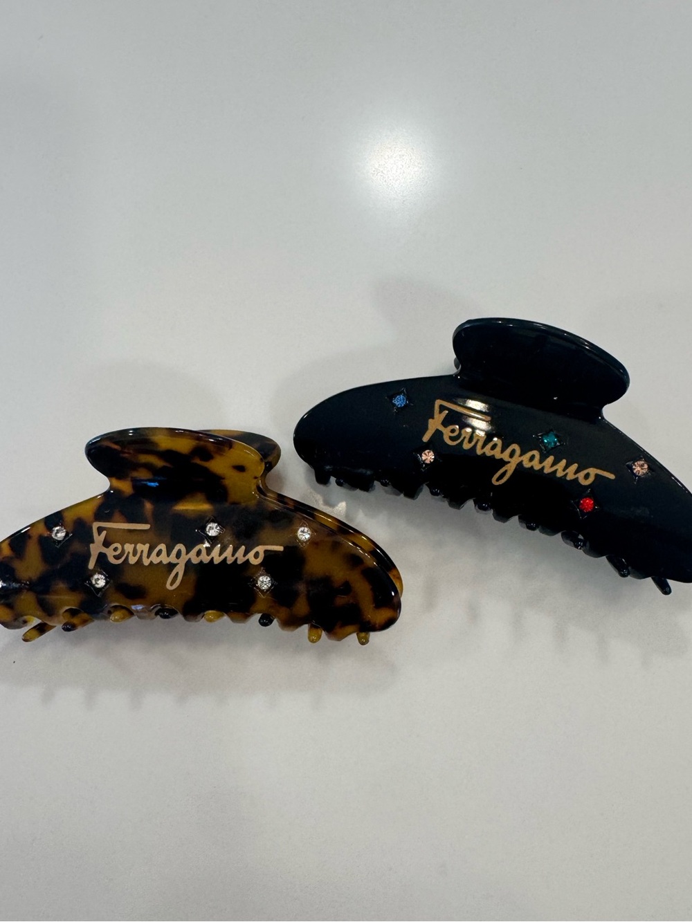 Vintage Ferragamo Rhinestone Hair Lobster Claw Clip Set -Match Your Bag!